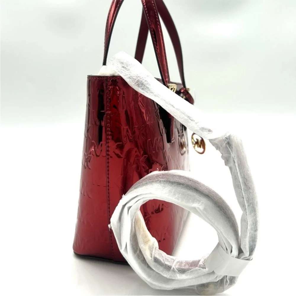 Michael Kors Jet Set Travel Extra-Small Logo Top-Zip Tote Bag Cherry
